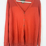 Eddie Bauer  Lambswool Wool Blend Cardigan Orange Sweater Womens Size XXL Preppy Photo 0