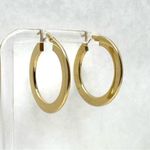 Solid 14K yellow gold flat hoop earrings, made in Italy Photo 1