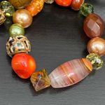 Handmade Carnelian Agate Gemstone Leaf Pendant Fall Theme Beaded Jewelry Set Photo 11