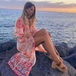 ZARA NWT  Blogger's Fav| Printed Kaftan Lace Trim Kimono Photo 3