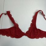 Aerie  Happy Size 32A Bra Very Sexy Lined Demi Push Up Underwire Red Lace Plunge Photo 7