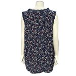 CCC Floral Sleeveless Blouse With Lace Trim V Neck Navy Size XL Photo 2