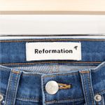 Reformation PJ Jeans In True Blue Wide Flare Leg Ankle Crop Stretch Photo 4