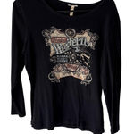 American Eagle Western Rodeo Shirt M Black‎ Long Sleeve Rhinestone Cowgirl Western Grunge Photo 0