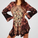 Free People Like New  Stevie Tunic Top / Minidress Black Combo Pattern Small $128 Photo 0