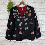 Vintage Indigo Moon Black Butterfly Appliqué Sequin Jacket Size XL Photo 0