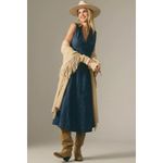 Anthropologie BY Grommet Denim Midi Dress Western Rodeo Flare Studded Size 4P Photo 1