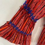 Raga  Red Burnt Orange Metallic Thread Boho Tiered Dress Festival Size XS Photo 6