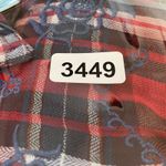 Free People  Magical Embroidered Plaid Button Down‎ Shirt Long Sleeve Red Blue XS Photo 8