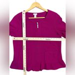 Chico's Chico’s Women’s Wool Ruffle Hem Renee Cardigan Zip Sweater Pockets Magenta Pink Photo 4
