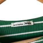 Reformation Kendy Knit Ribbed Stripe Green White Crewneck Mini Dress Small Photo 4