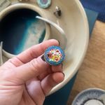 Antique Italian micromosaic sterling silver screw on earring (single) Blue Photo 3