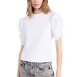 frame denim FRAME Pleated Elegant Women’s White Puff Sleeve Cotton Top Size XS Photo 0