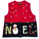 Noel Snowman Ugly Christmas Sweater Vest Size M Photo 0
