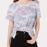 We The Free FREE PEOPLE Womens Camo Top Size Medium Blue Round Neck Cap sleeves Photo 0