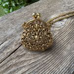 Vintage Gold Purse Long Chain Necklace Photo 1