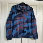 Patagonia Women's Micro D Snap-T Pullover Blue Burgundy Camo Fleece Size Large Photo 3