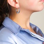 Stainless Steel Chunky Twist Croissant Style Hoop Earrings Dainty Silver Photo 2