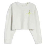 BP . Crop Organic Cotton Sweatshirt Women’s Size Medium White Cropped‎ Graphic Photo 0