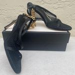 Bottega Veneta Authentic Black Gold Chain-embellished Macramé and Leather Pumps Photo 3