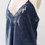 vintage • 80s black satin slip dress mini floral lace lingerie grunge Deena Size M Photo 1