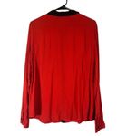 Splendid  Red Black Collared Floral Long Sleeve Button Down Blouse Women Sz L Photo 1