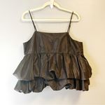 A New Day Black Puffy Tank Top Fun Going Out Shirt Sz L NWT Adjustable Straps Photo 0