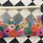 Rifle Paper Co Floral Clear Pouch Cosmetic Travel Zipper Bag floral modern boho Gold Photo 0