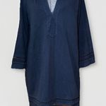 J.Crew Women’s Large Black Cotton Crochet Trim Tunic Dress Coverup Boho Resort Photo 0