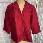 Eileen Fisher  RED Crushed 100% Silk Old Money Classic Designer Blazer Jacket Med Photo 0