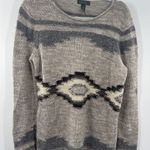 Ralph Lauren Lauren Large Beige Southwestern Chunky Knit Sweater Wool *Flaw Photo 0