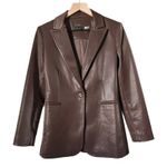 Alice + Olivia Breann Vegan Faux Leather Blazer in Dark Chocolate Brown Size 6 Photo 1