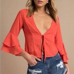 Tobi Red Front Tie Blouse Photo 0