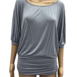 Shasa  Gray Ruched Dolman Batwing Tunic Top Womens Small Photo 0