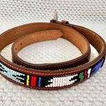 Justin Boots Justin USA Top Grain Cowhide Tan Leather Aztec Beaded Slim Vintage Belt 30 513TN Photo 1