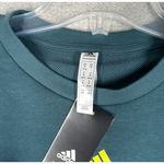 Adidas x Zoe Saldana‎ Shirt Womens Medium Teal Yellow Three Stipe Sweatshirt Gym Green Photo 4