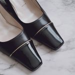 St. John black leather patent cap toe new heels size 6½ Photo 1