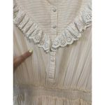 Love Shack Fancy  Nanette Dress Yellow White Stripe Crochet Trim Puff Sleeve M GUC Photo 7