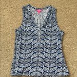 Lilly Pulitzer  Blue and White Fitted Tank Top Photo 0