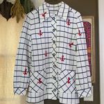 Vintage 60s Nautical Embroidered Sweater Jacket White Size M Photo 8