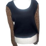 DKNY Womens Black With Leopard Long Puff Sleeve Size L. LTOP861 Photo 1