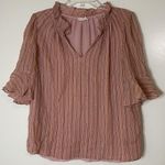 Rebecca Taylor Pink shimmer stripe poplin Silk short sleeve top small Photo 0