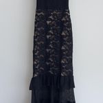 Nightcap Clothing Dress Womens Small Black Lace Tiered Maxi Cutout Bow Strapless Photo 8