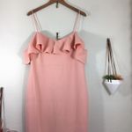 Likely NWT  Shania peach pink ruffle long thigh slit formal gown Photo 5