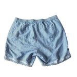 Talbots  Women's Plus 1X Blue Pinstripe Shorts Embroidered Trim Linen Blend Photo 1