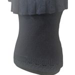 Anthropologie Off Shoulder Ruffle Knit Top Sweater Blouse Coquette Navy Small Photo 2