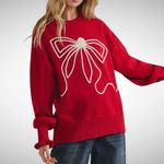 Sage + Fig The Big Bow Holiday Sweater in Cherry Red Size S Photo 2