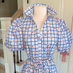 Avara Pinch Sommer Dress Midi Cherry Print Puff Sleeve Cotton New Blue Size XS Photo 1