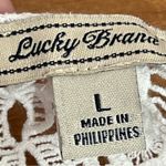 Lucky Brand Womens L Ivory Thermal Pullover Top Shirt Lace Yoke Photo 4