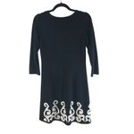 Nine West Sweater Dress A Line 3/4 Sleeve Geometric Black White S? Photo 1